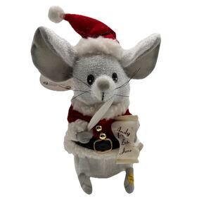 VTG Gemmy Musical Christmas Mouse Santa 8” Plush Animated Plays Here Comes Santa